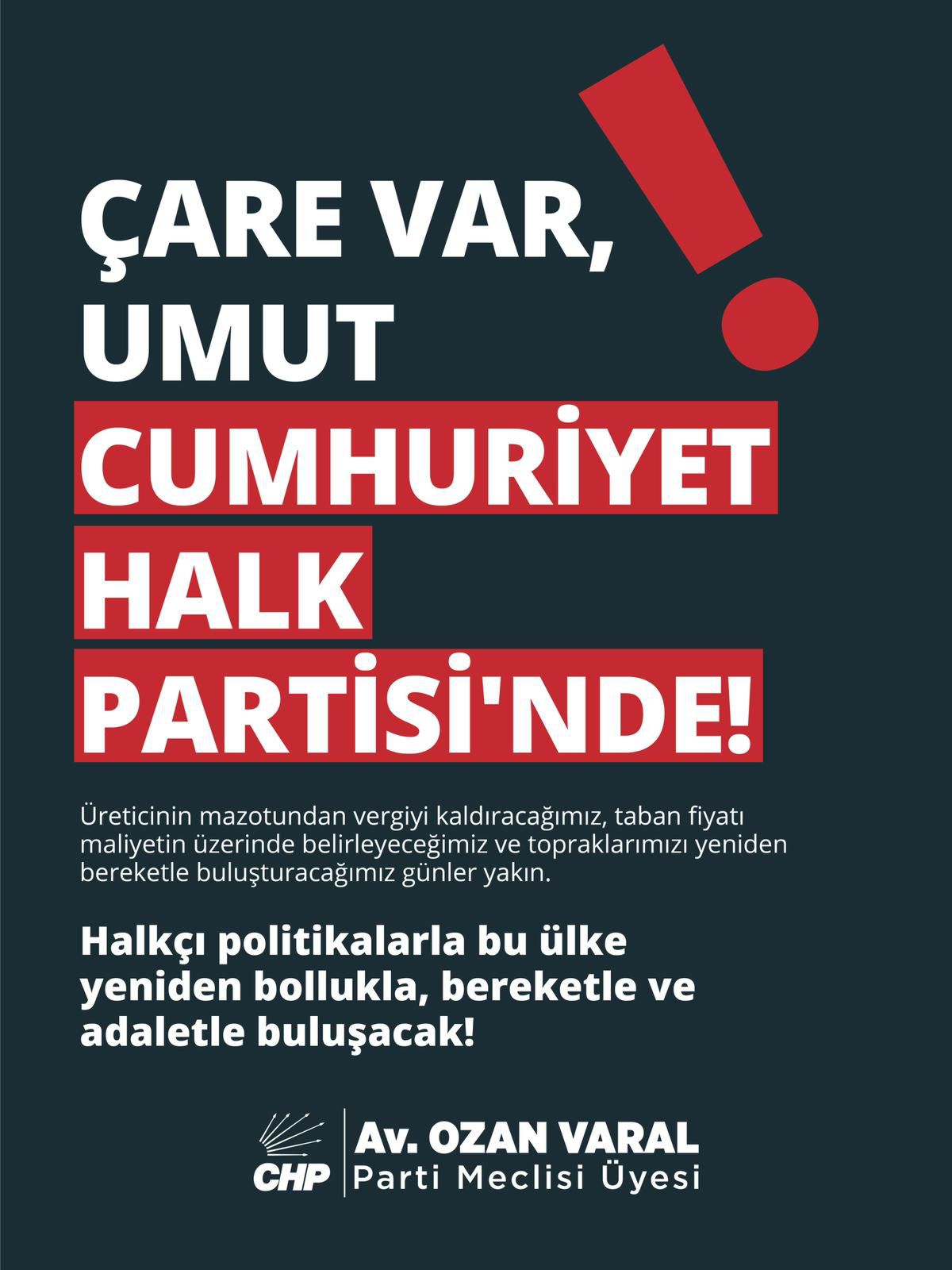 PM ÜYESİ OZAN VARAL: “İKTİDAR ÇİFTÇİYİ YİNE MAĞDUR ETTİ”
