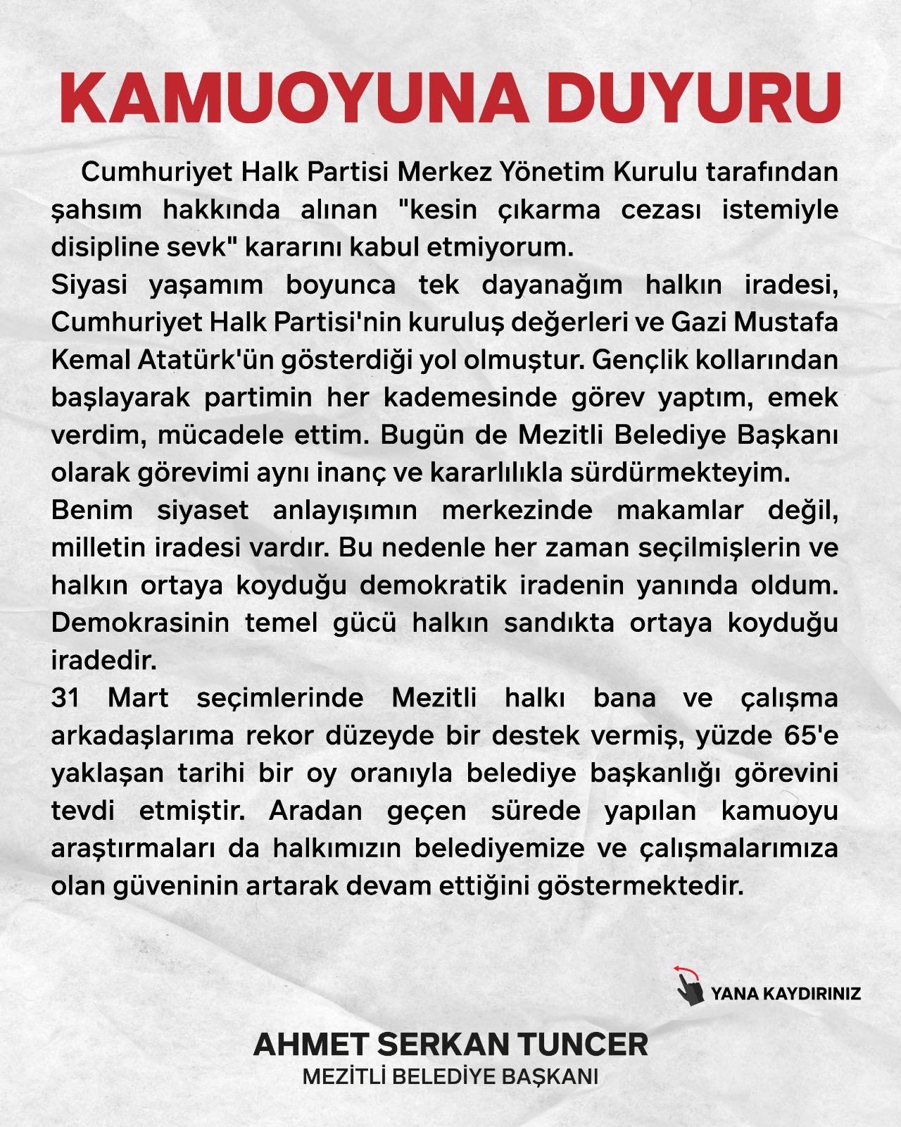 Ahmet Serkan TUNCER  Mezitli Belediye Başkanı