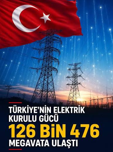 TÜRKİYE’NİN ELEKTRİK KURULU GÜCÜ 126,5 GİGAWATT' A ULAŞTI